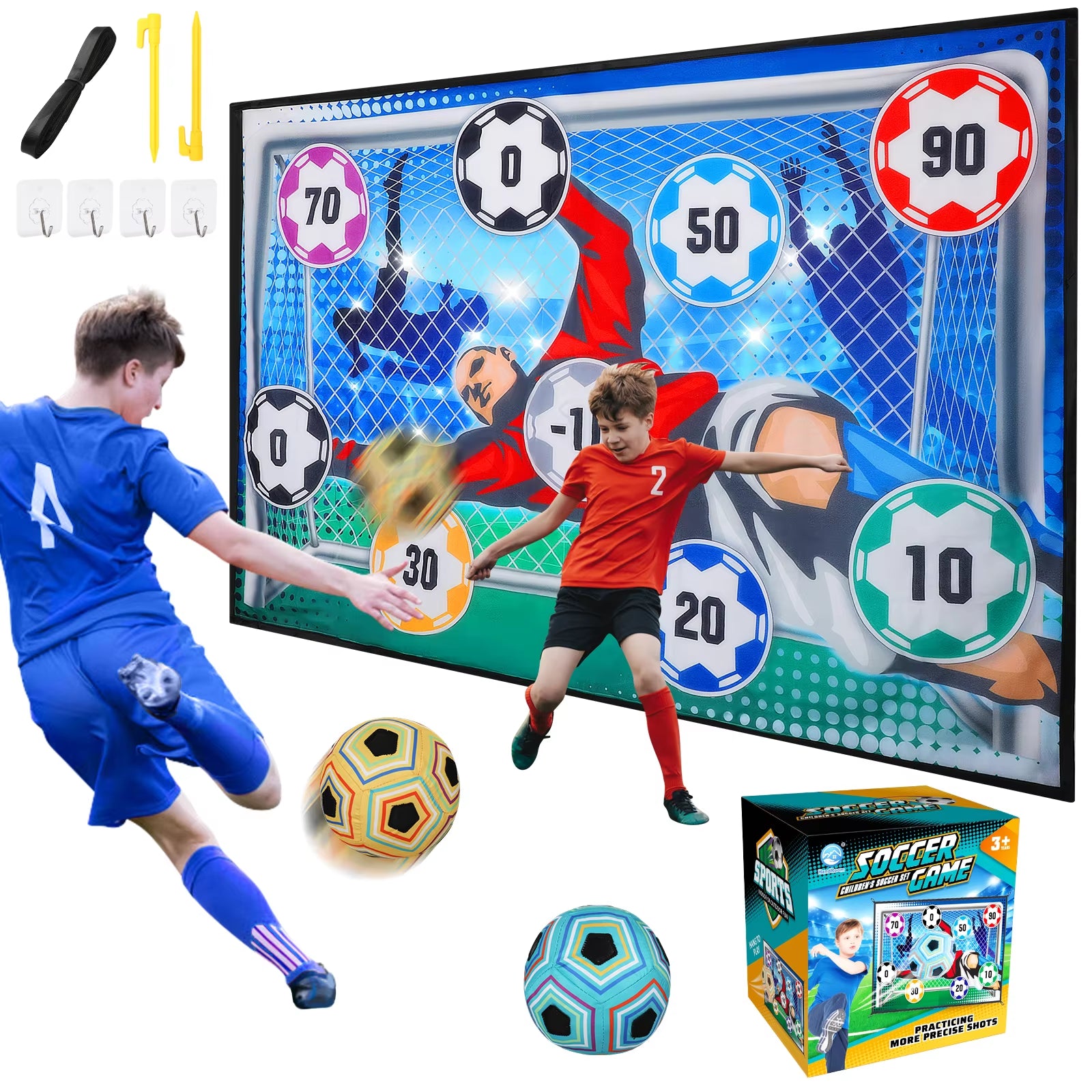 Football Soccer Sticky Goal Toy Shooting Score Practice Indoor Outdoor Sport Game Penalty Free Kick Training for Boys Gift