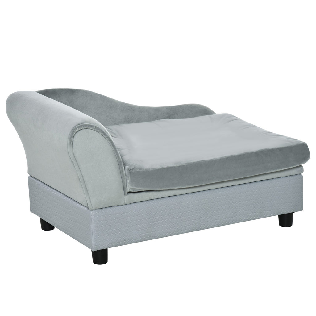 Dog Sofa for XS and S Dogs Pet Chair Couch W/ Soft Cushion Storage Space - Grey