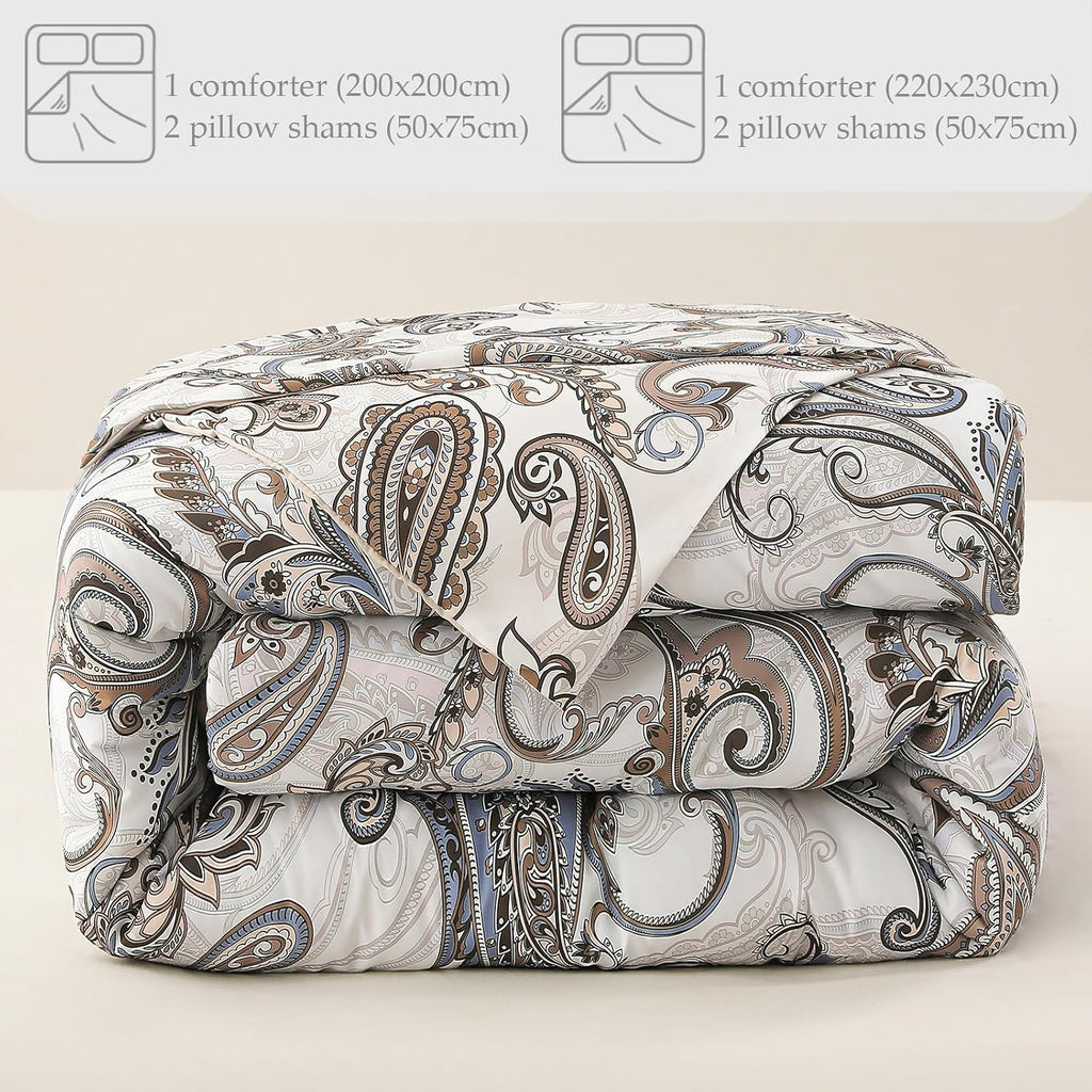 King Size Coverless Duvet Set 7.5 Tog, Paramecium Pattern Bed Cover Bedding Comforter Duvets Sets for All Seasons, Machine Washable, 220×230CM, Bone