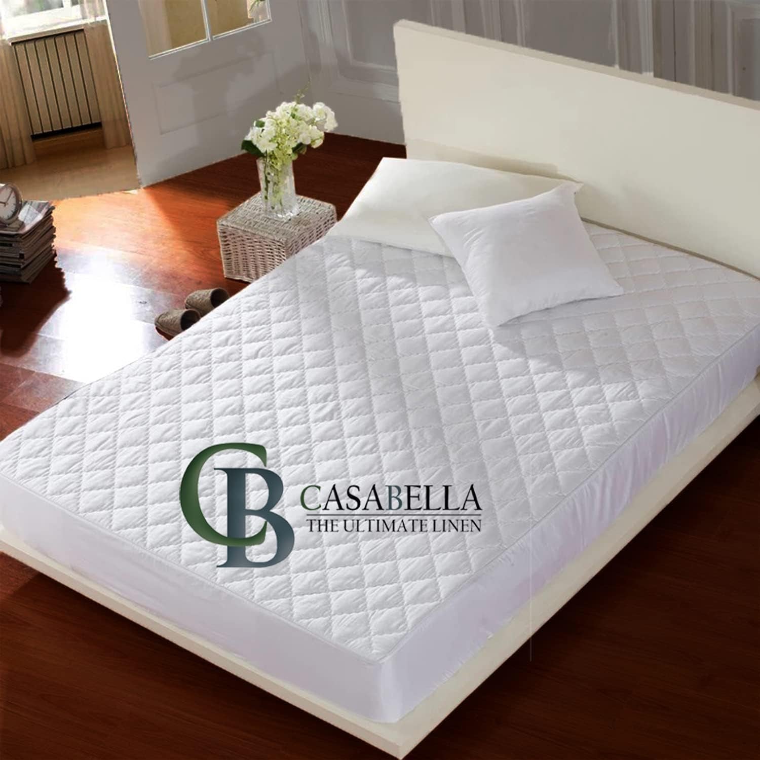 Casabella Extra Deep Quilted Matress Protector 12" Fitted Bed Cover Polycotton Mattress Protectors (Bunk Bed, Quilt)