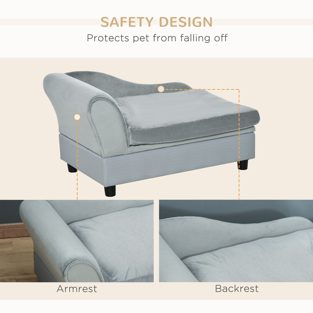 Dog Sofa for XS and S Dogs Pet Chair Couch W/ Soft Cushion Storage Space - Grey