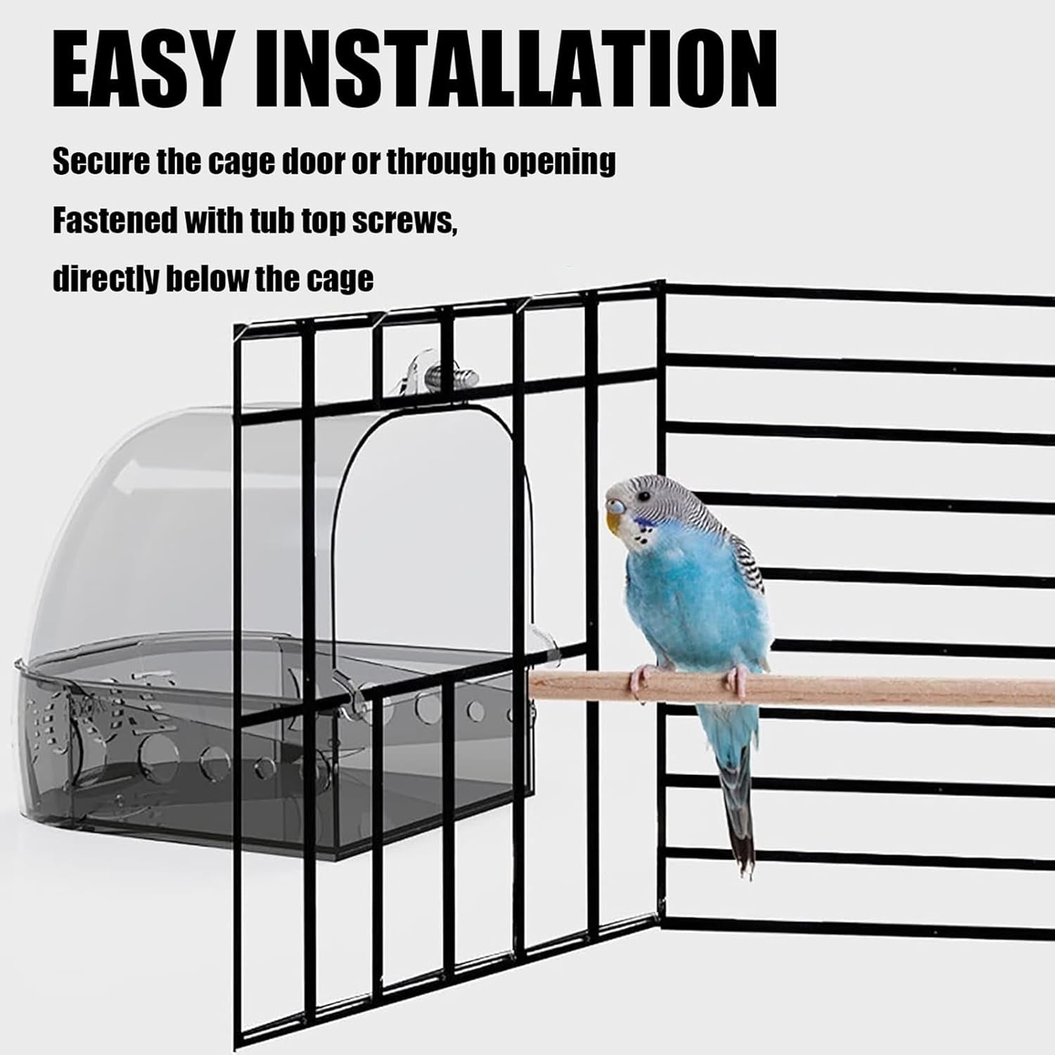 Bird Bath Cage, Cleaning Pet Supplies Cockatiel Bird Clean Bathtub with Hanging Hooks and Bottom Drawer for Cage Parrot Hanging Bathing Tub Bath Shower Box Accessory Supplies (Color : Transparent)