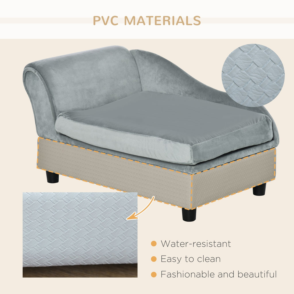 Dog Sofa for XS and S Dogs Pet Chair Couch W/ Soft Cushion Storage Space - Grey