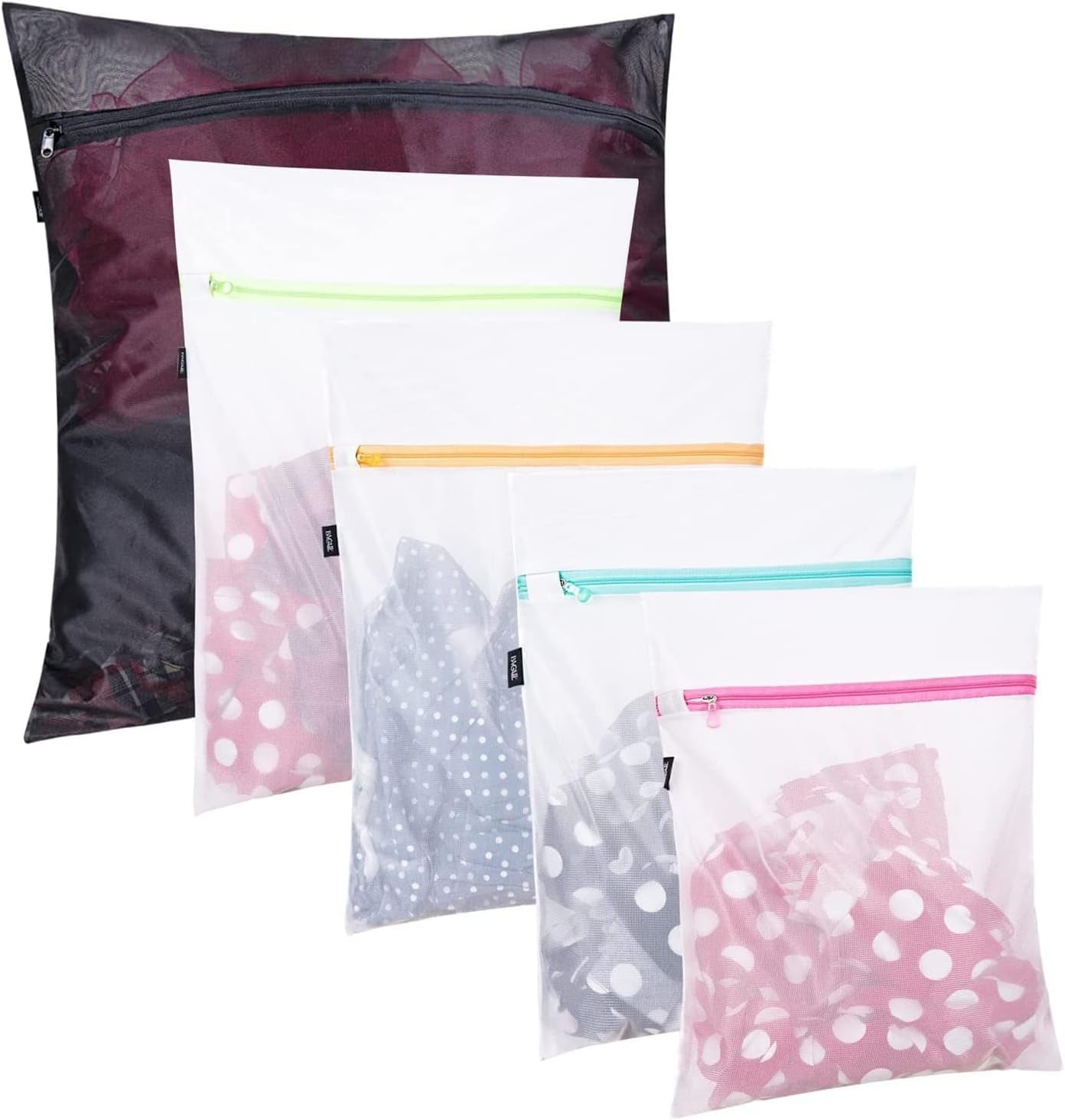 Mesh Laundry Bags, Washing Machine Wash Bags, Reusable and Durable Mesh Wash Bags for Delicate Blouse, Hosiery, Underwear, Bra, Lingerie and Baby Clothes, Great for Travel Storage Organization