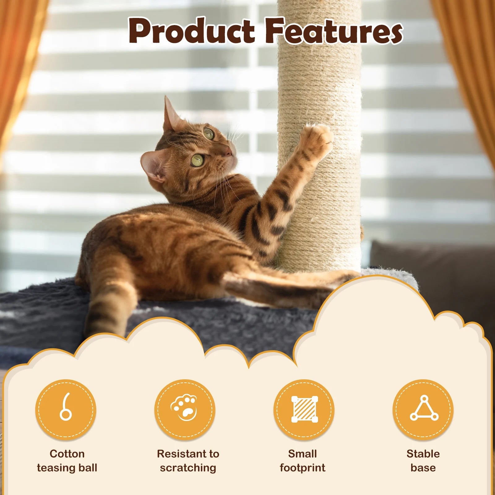 Cat Scratch Pole Sisal High-Density Cats Scratcher Turntable Board Toy Grab Column Pet Supplies Climb Frame 40Cm/80Cm