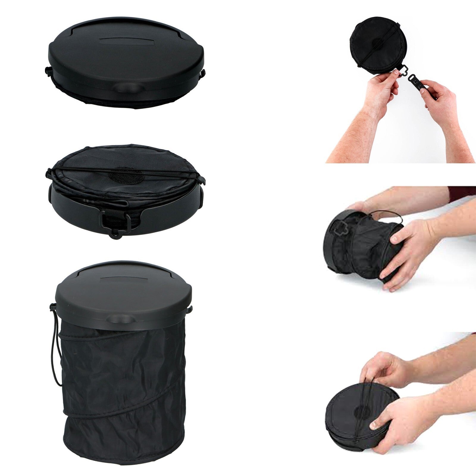 Car Bin Trash Can Foldable Litter Can Garbage Storage Travel with Lid Portable