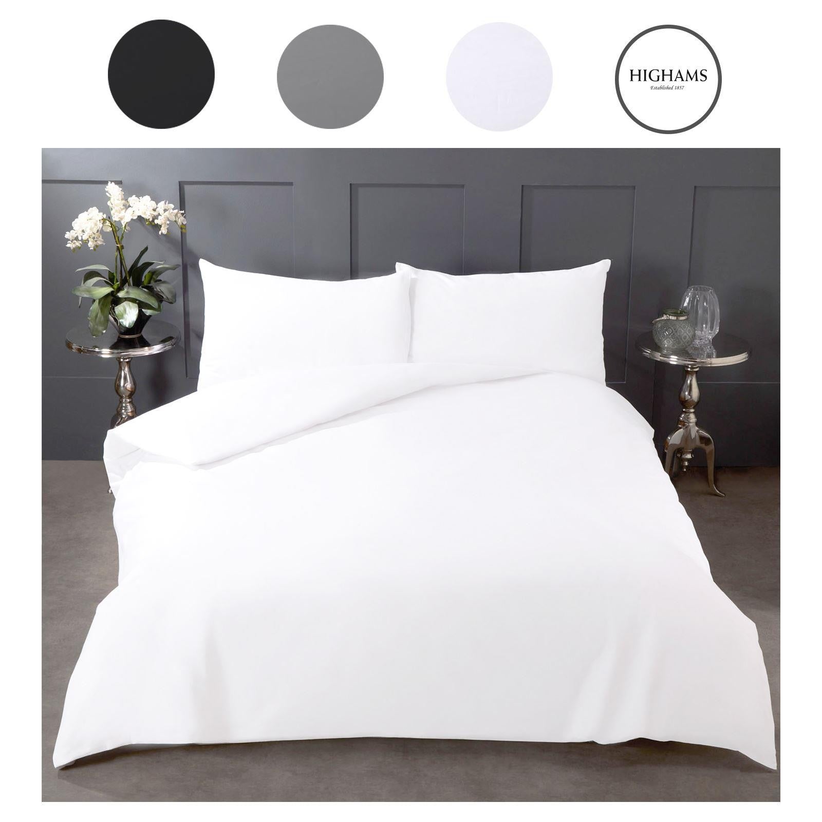 OHS Pure 100% Cotton Duvet Cover and Pillowcase Bedding Set Grey White Black