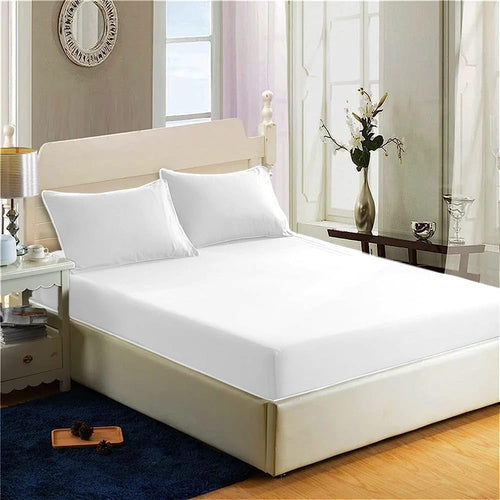 200 Thread Count 100% Egyptian Cotton Fitted Sheet - 16"/40Cm Extra Deep Fitted Bed Sheet - Luxury Ultra Soft Bottom Sheet - Deep Pocket Stretches up to 16" (White, Double)
