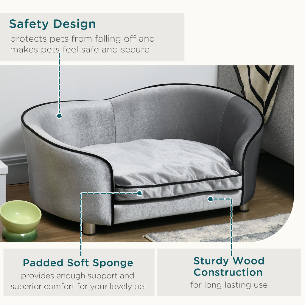 Dog Sofa Pet Chair, Kitten Couch W/ Soft Cushion, Storage Pocket