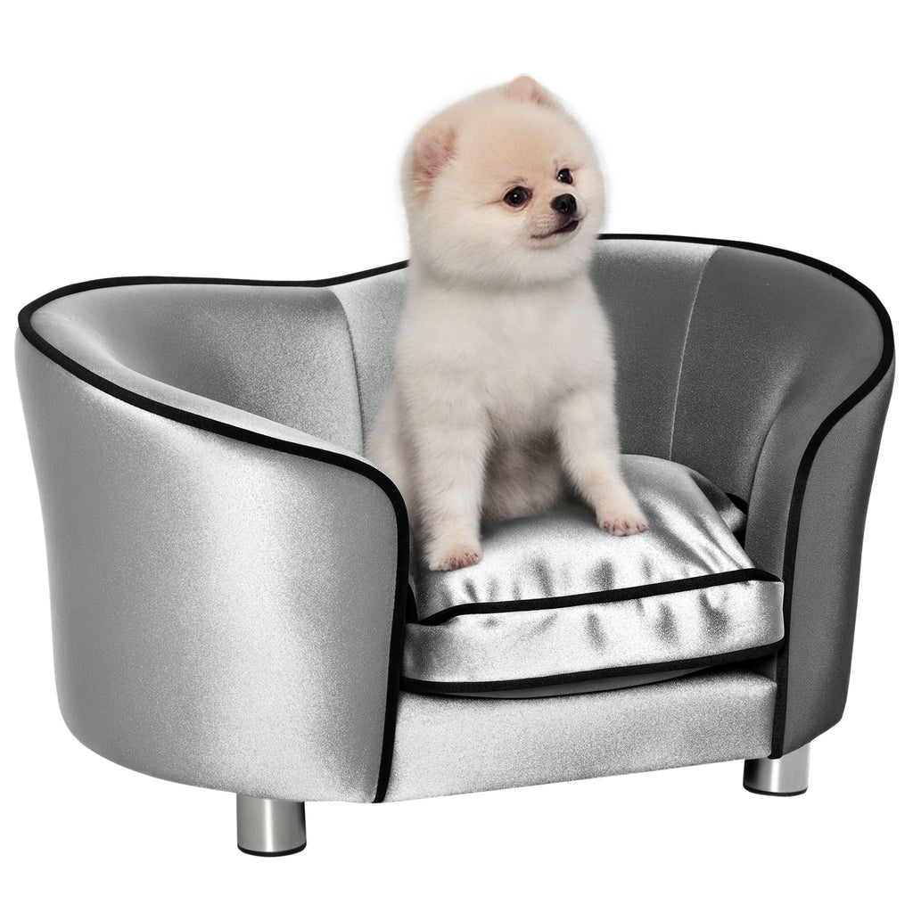 Dog Sofa Pet Chair, Kitten Couch W/ Soft Cushion, Storage Pocket