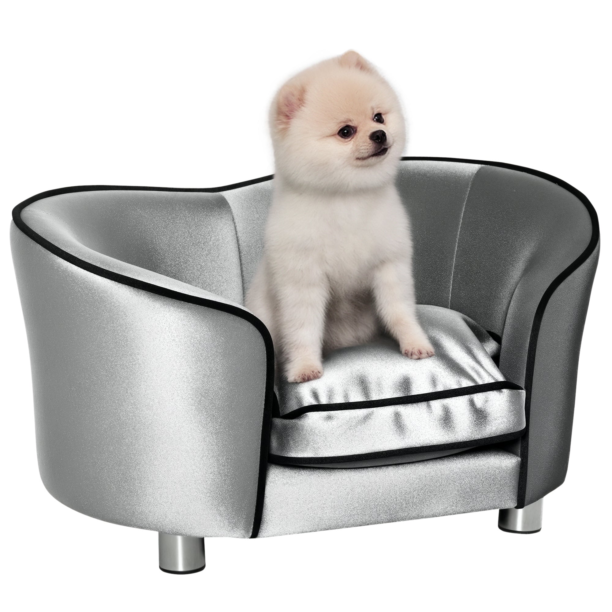 Dog Sofa Pet Chair, Kitten Couch W/ Soft Cushion, Storage Pocket