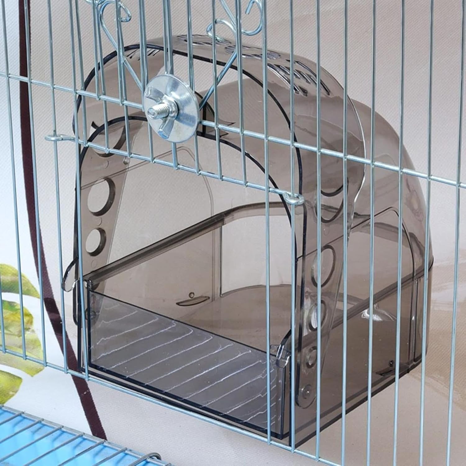 Bird Bath Cage, Cleaning Pet Supplies Cockatiel Bird Clean Bathtub with Hanging Hooks and Bottom Drawer for Cage Parrot Hanging Bathing Tub Bath Shower Box Accessory Supplies (Color : Transparent)