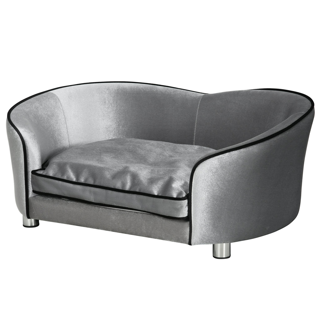 Dog Sofa Pet Chair, Kitten Couch W/ Soft Cushion, Storage Pocket