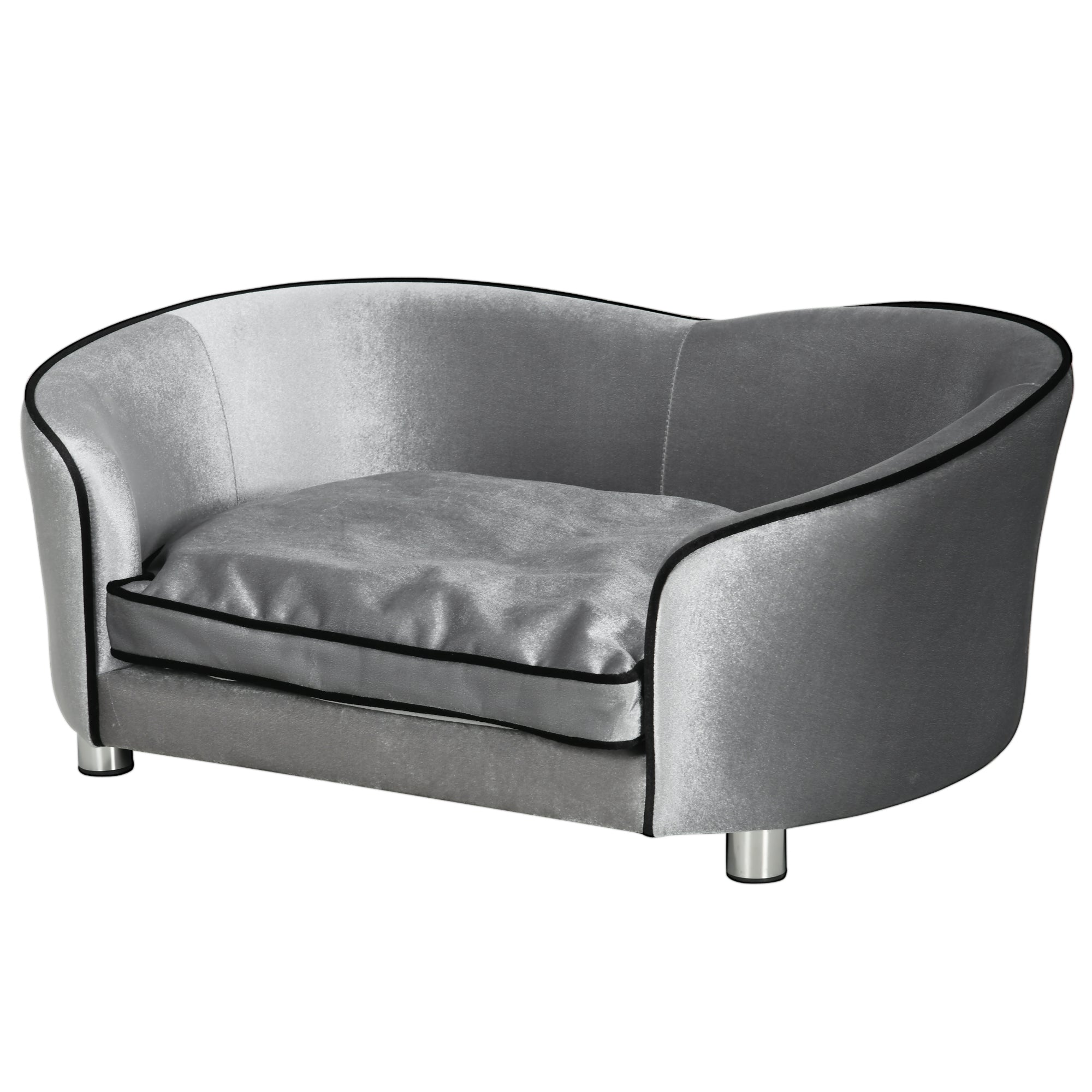 Dog Sofa Pet Chair, Kitten Couch W/ Soft Cushion, Storage Pocket