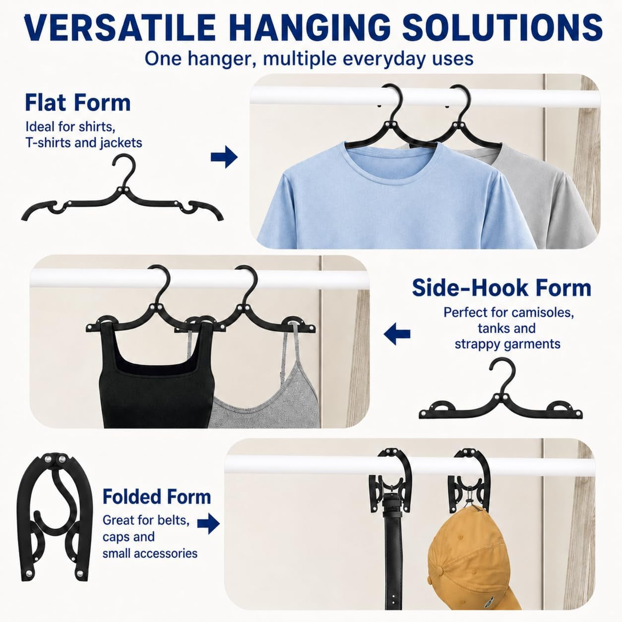 Neele 12Pcs Foldable Clothes Hangers for Traveling Black
