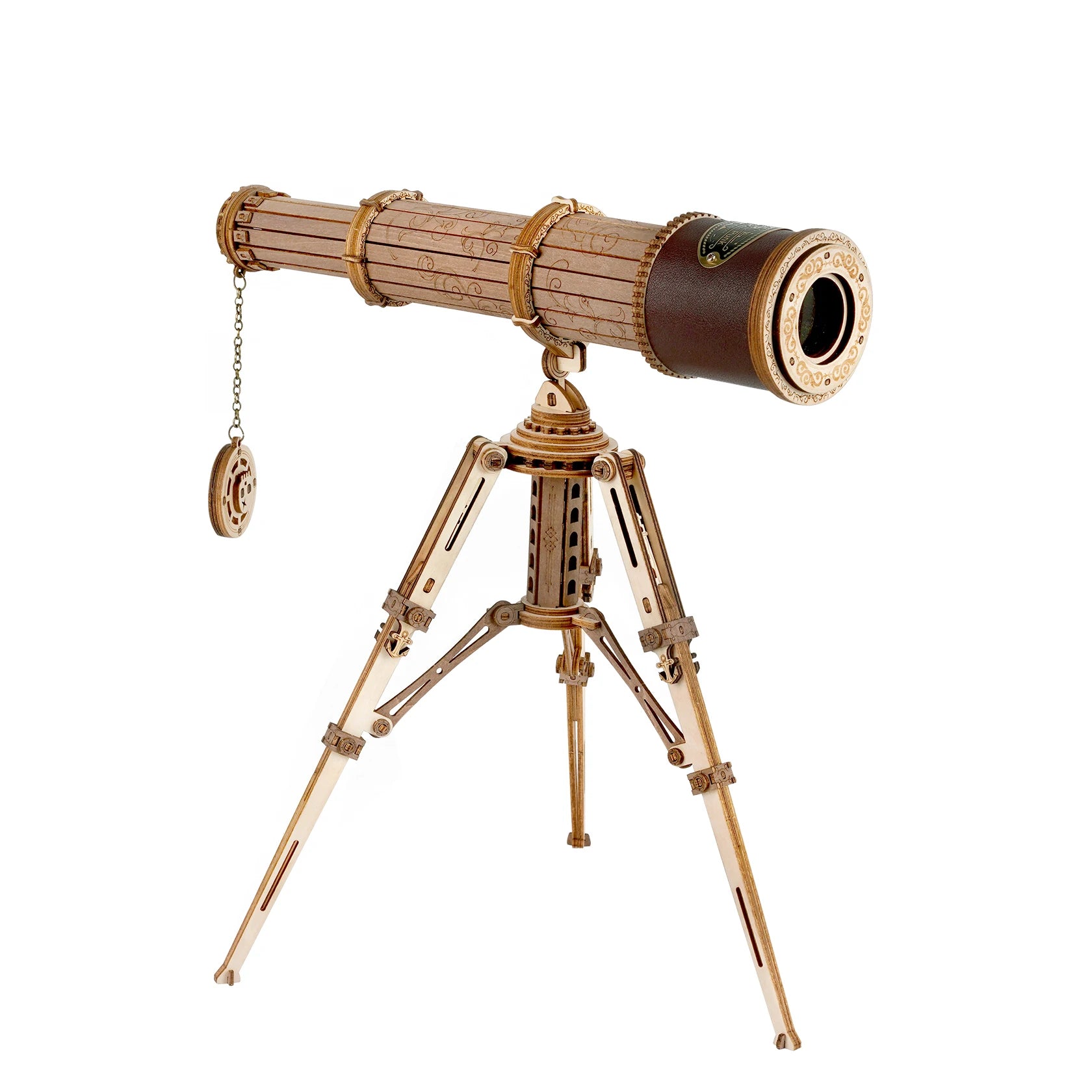 Rokr 1:1 DIY 314Pcs Telescopic Monocular Telescope Wooden Model Building Kits Assembly Toy Gift for Children Adult