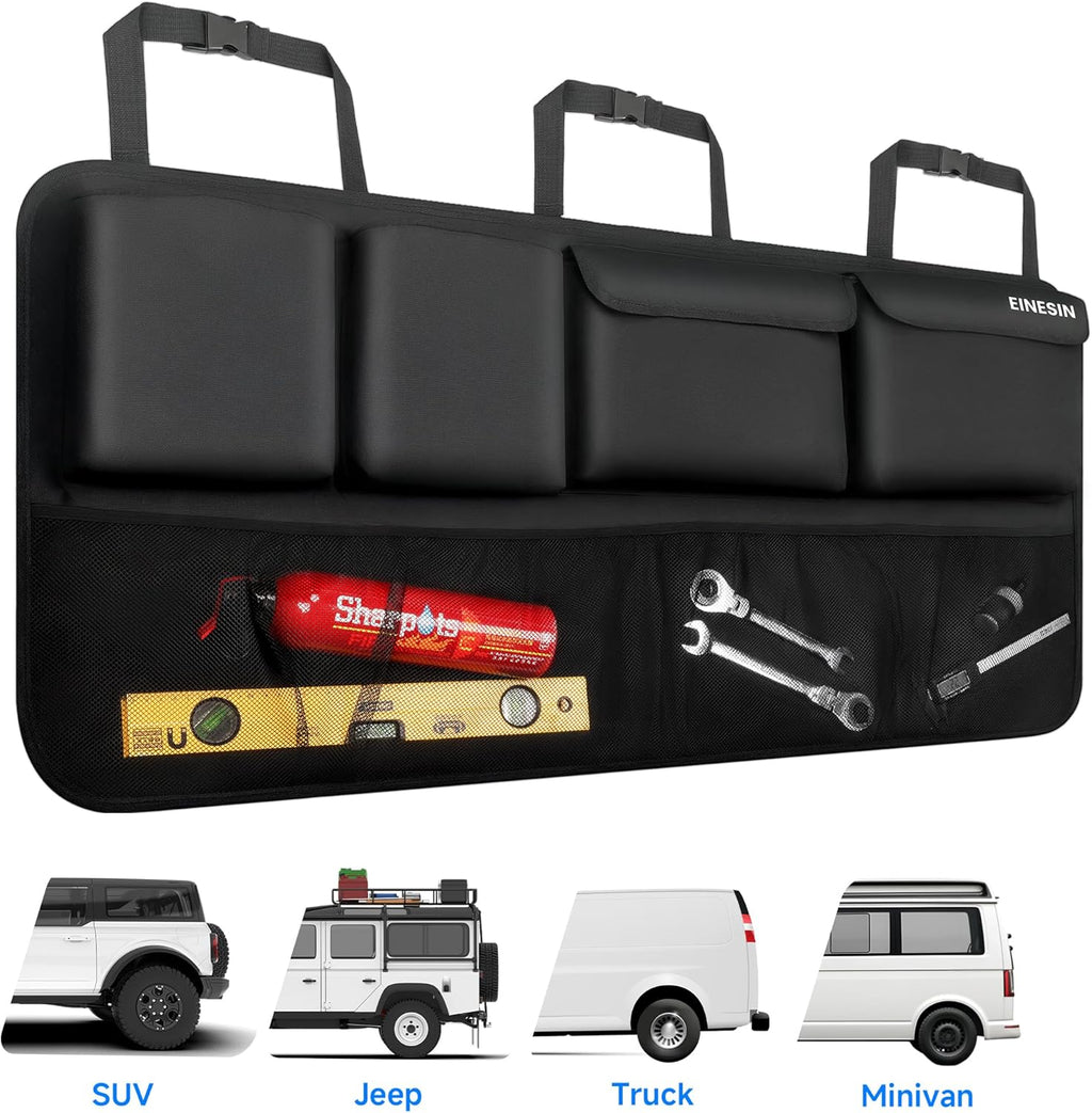 Car Trunk Organizer, Car Boot Organiser with 7 Pockets,Trunk Bag with Elastic Magic Wand Structure for SUV