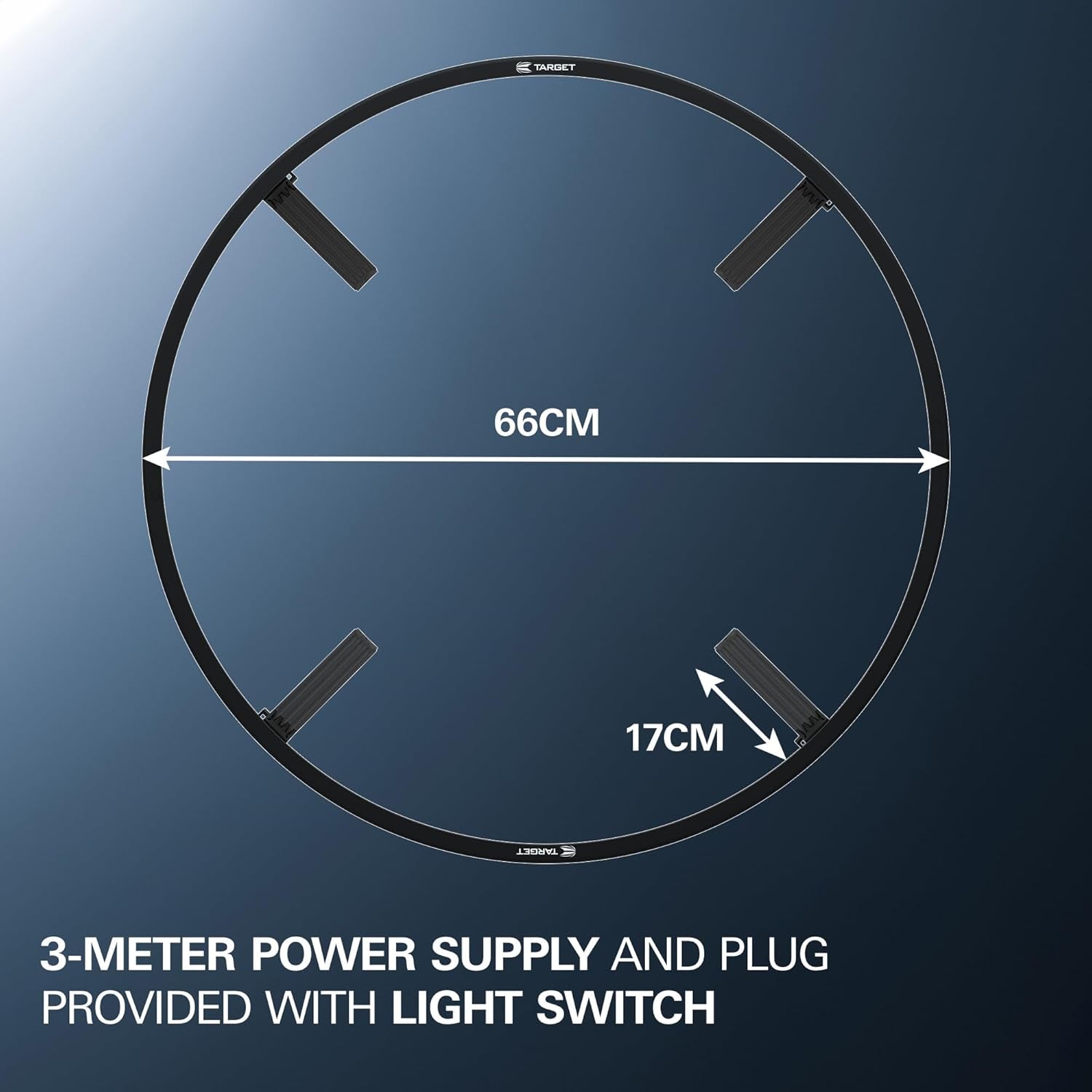Corona Vision Dartboard Lighting System, Black Frame | White LED Dart Board Surround Ring Light with Magnetic Feet | Shadow Eliminating Dartboard Light | Professional Darts Accessories