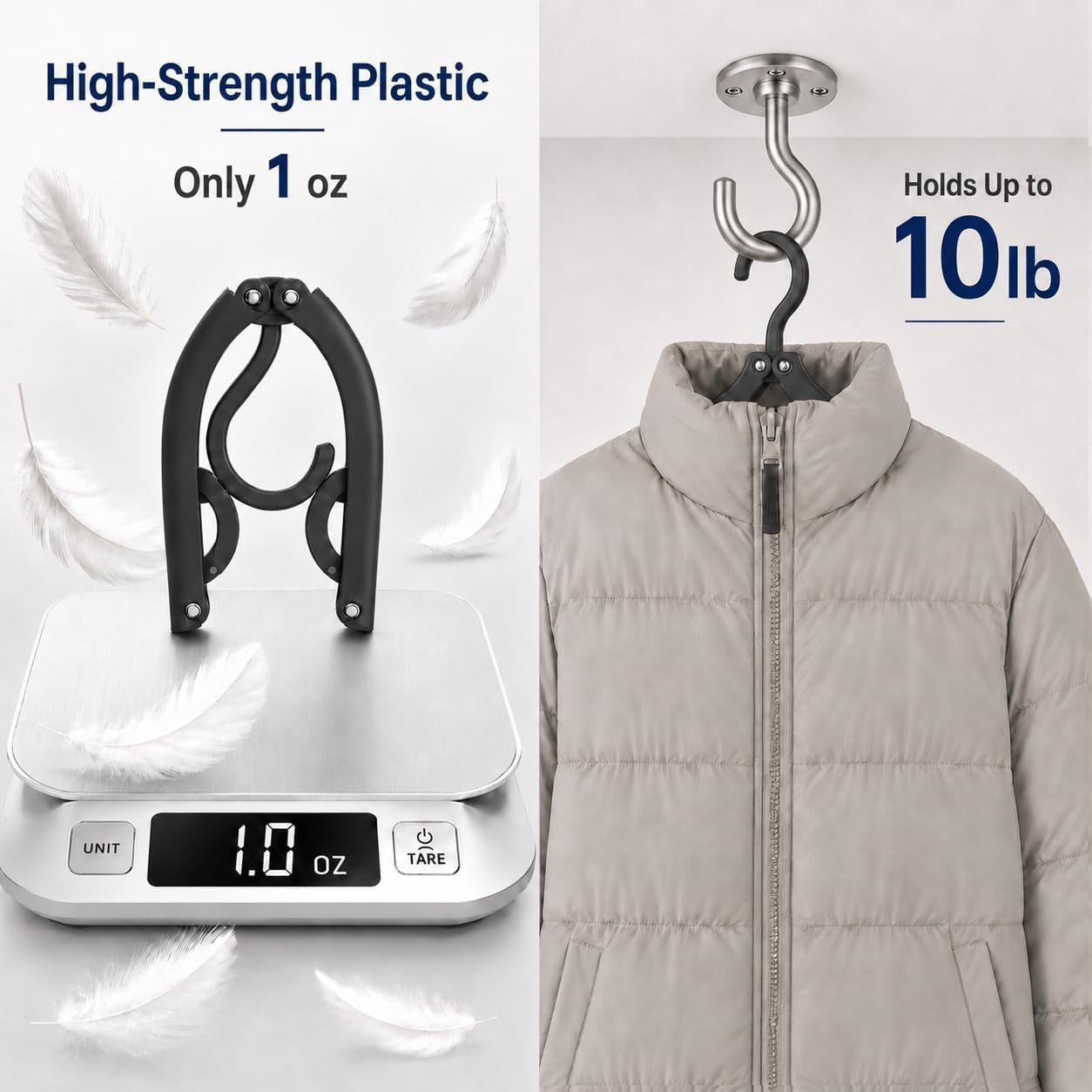 Neele 12Pcs Foldable Clothes Hangers for Traveling Black
