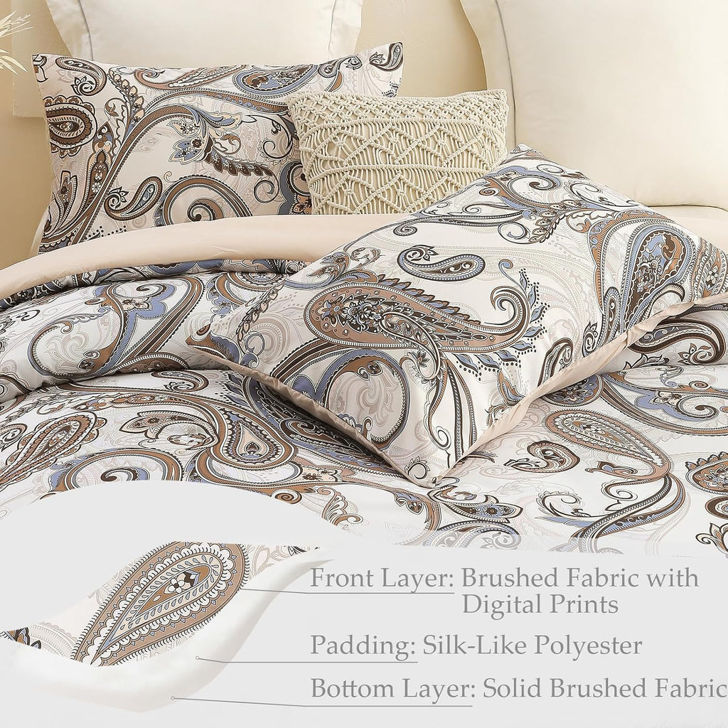 King Size Coverless Duvet Set 7.5 Tog, Paramecium Pattern Bed Cover Bedding Comforter Duvets Sets for All Seasons, Machine Washable, 220×230CM, Bone