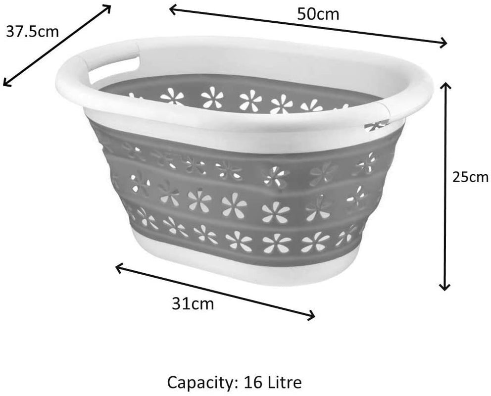 Collapsible Laundry Basket Washing Clothes Bin Foldable Space Saving Oval Pop Up