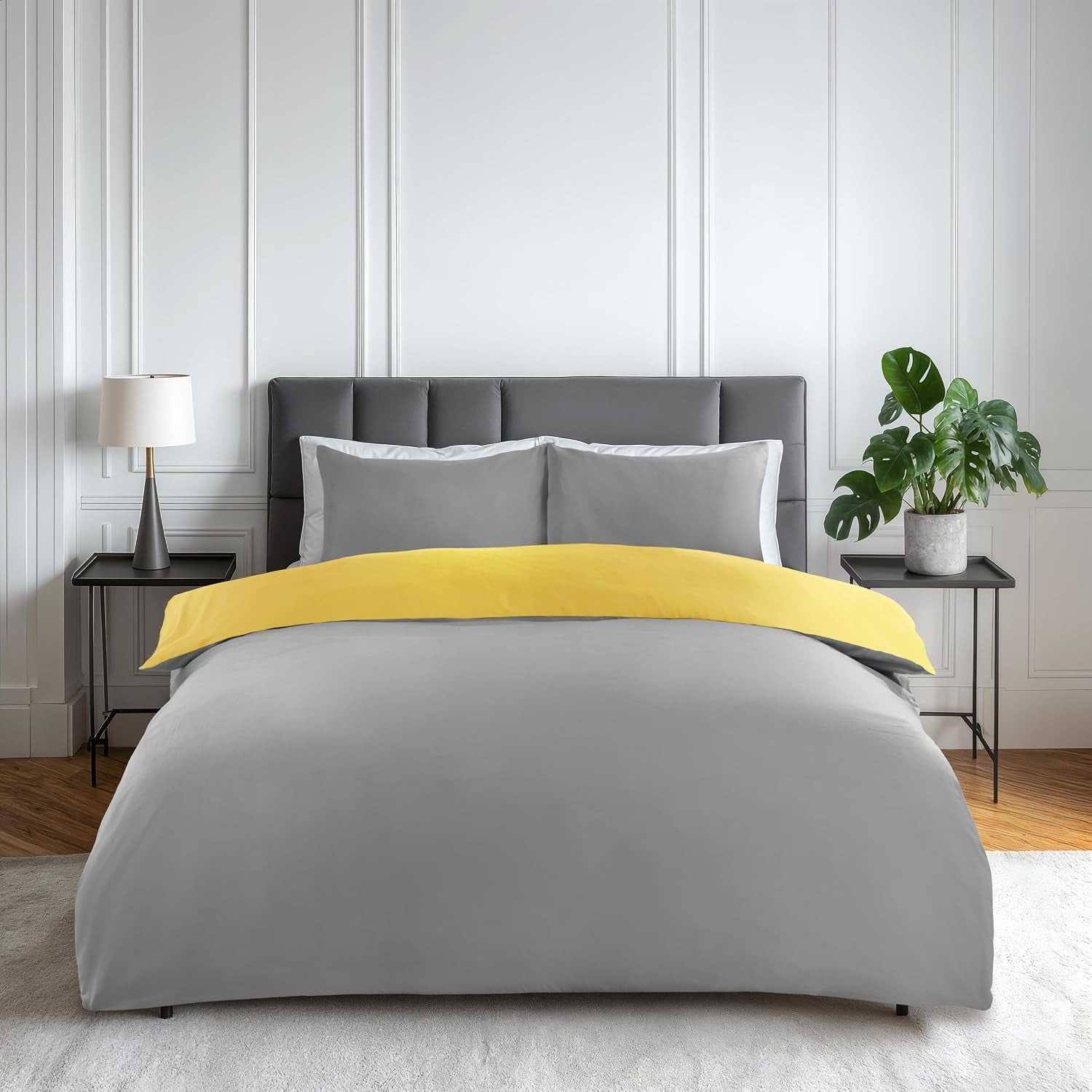 Lyla Reversible Duvet Set in Ochre/Grey - Double