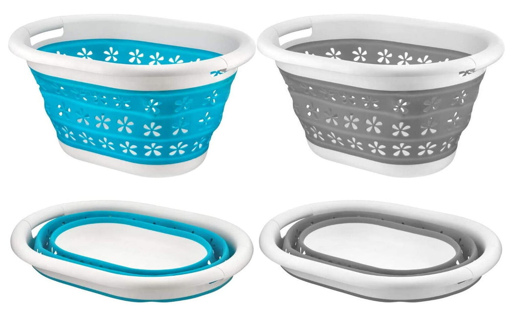 Collapsible Laundry Basket Washing Clothes Bin Foldable Space Saving Oval Pop Up