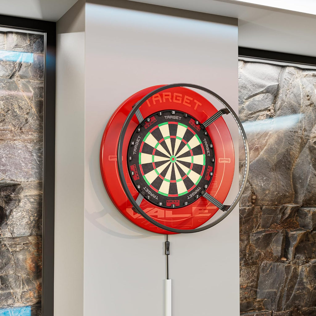 Corona Vision Dartboard Lighting System, Black Frame | White LED Dart Board Surround Ring Light with Magnetic Feet | Shadow Eliminating Dartboard Light | Professional Darts Accessories