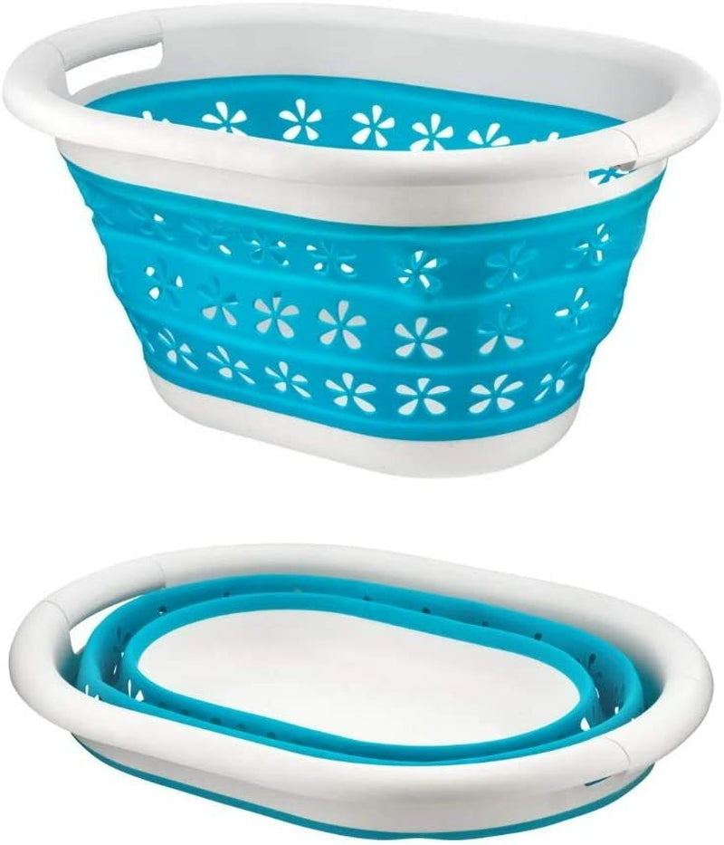 Collapsible Laundry Basket Washing Clothes Bin Foldable Space Saving Oval Pop Up