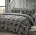 Teddy Bear Fleece Tartan Check Duvet Cover Soft Cosy Warm Checked Teddy Bear Bedding Set (Grey, Single)