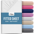 Double Fitted Sheet - 25 Cm Deep Hotel Quality (White) Bed Sheets - Soft & Breathable Fitted Bed Sheets Double - Anti-Wrinkle Easy Care Fitted Sheets