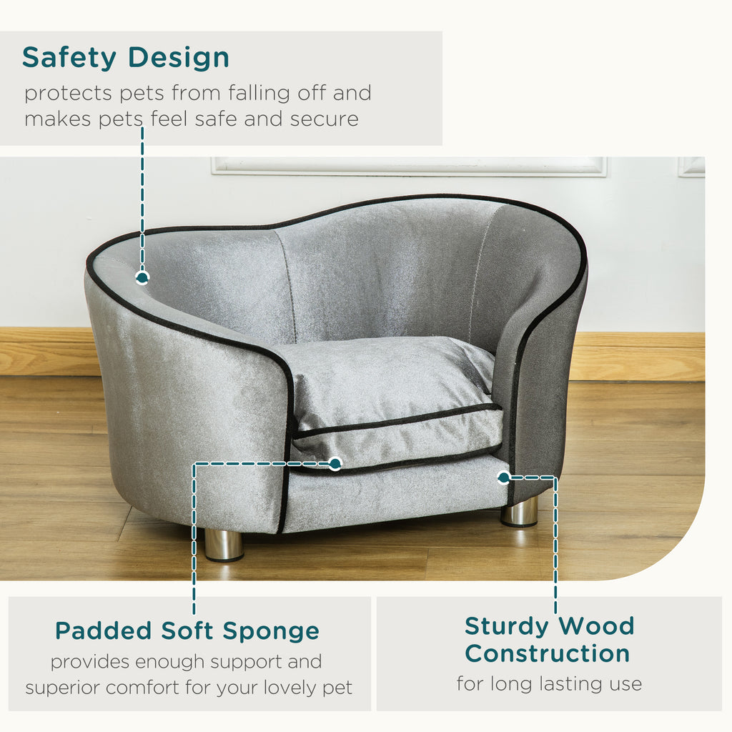 Dog Sofa Pet Chair, Kitten Couch W/ Soft Cushion, Storage Pocket