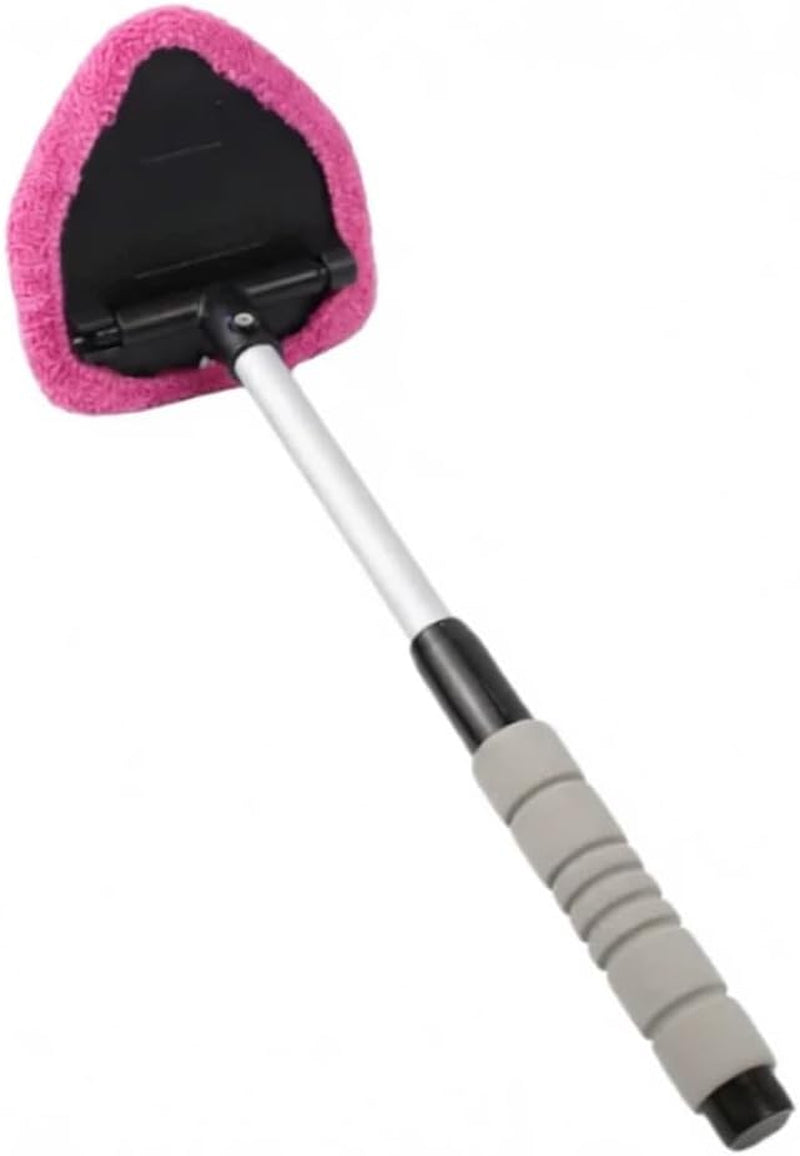 Windshield Cleaning Tools, Car Interior Window Detailing Cleaning Kit with Extendable Handle and 4 Easy to Install Reusable Ultra-Fine Pads, Car and Household Rain Brush Kit