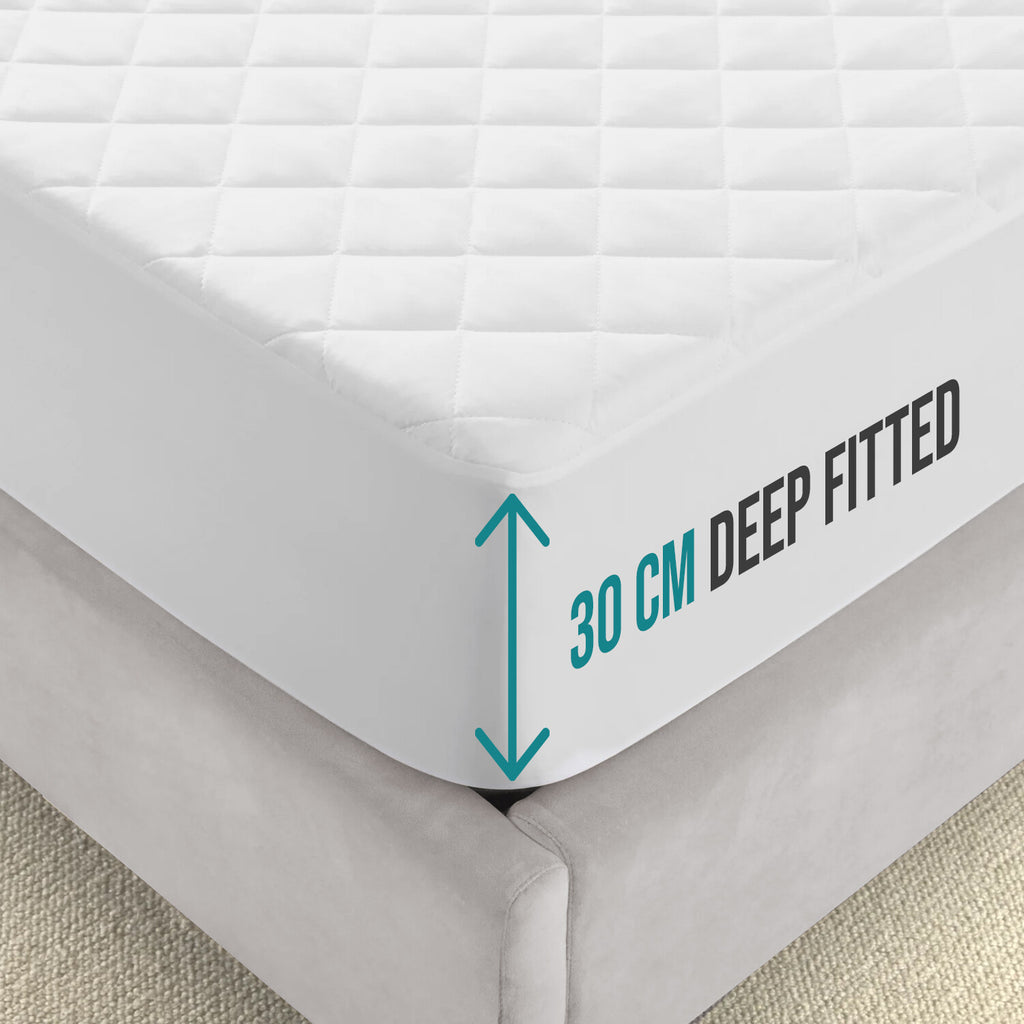EXTRA DEEP QUILTED MATRESS MATTRESS PROTECTOR FITTED BED COVER ALL SIZES