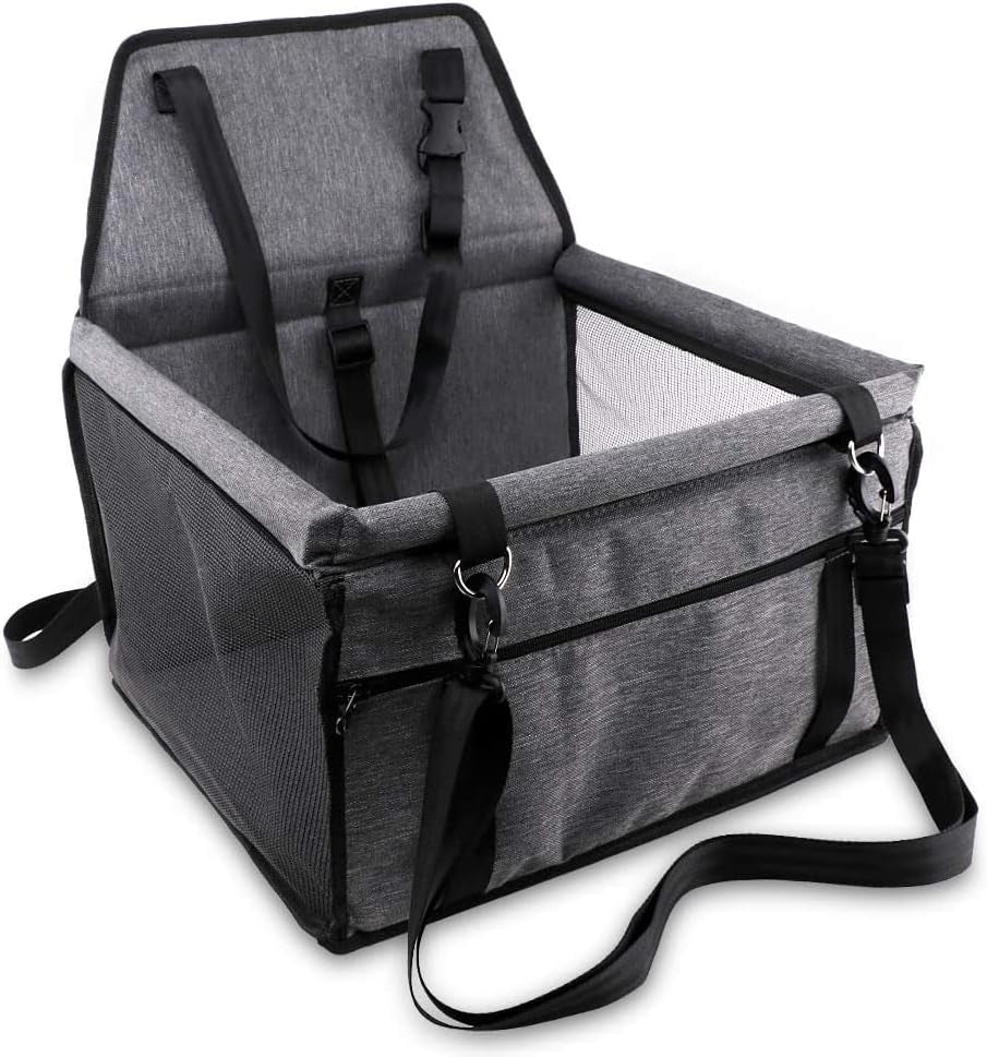 Pet Car Booster Seat Travel Carrier Cage, Oxford Breathable Folding Soft Washable Travel Bags for Dogs Cats Small Pet
