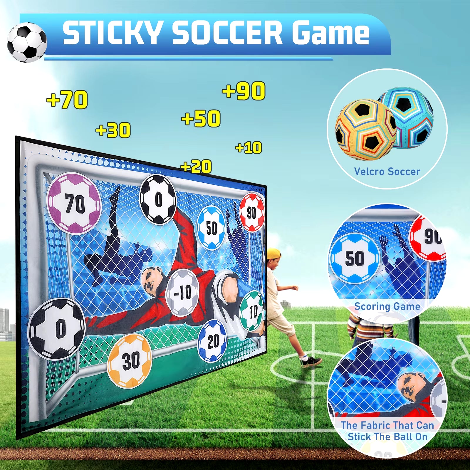 Football Soccer Sticky Goal Toy Shooting Score Practice Indoor Outdoor Sport Game Penalty Free Kick Training for Boys Gift
