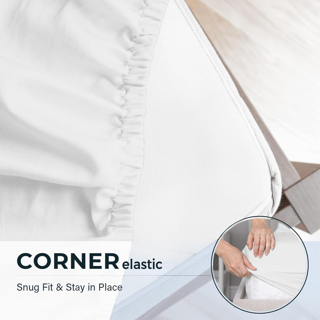 Double Fitted Sheet - 25 Cm Deep Hotel Quality (White) Bed Sheets - Soft & Breathable Fitted Bed Sheets Double - Anti-Wrinkle Easy Care Fitted Sheets