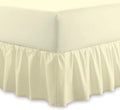 Plain 100% Egyptian Cotton Fitted Valance Sheet | Easy Care 16" / 40Cm Extra Deep Frilled Valance Fitted Bed Sheet - Machine Washable - Single Double King Size (Cream, Double)