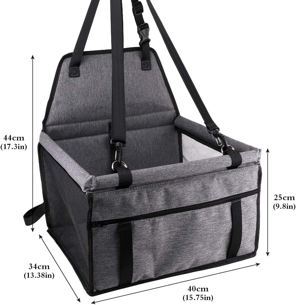 Pet Car Booster Seat Travel Carrier Cage, Oxford Breathable Folding Soft Washable Travel Bags for Dogs Cats Small Pet