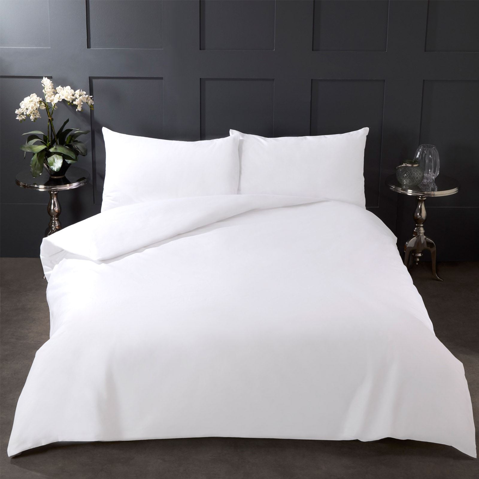 OHS Pure 100% Cotton Duvet Cover and Pillowcase Bedding Set Grey White Black