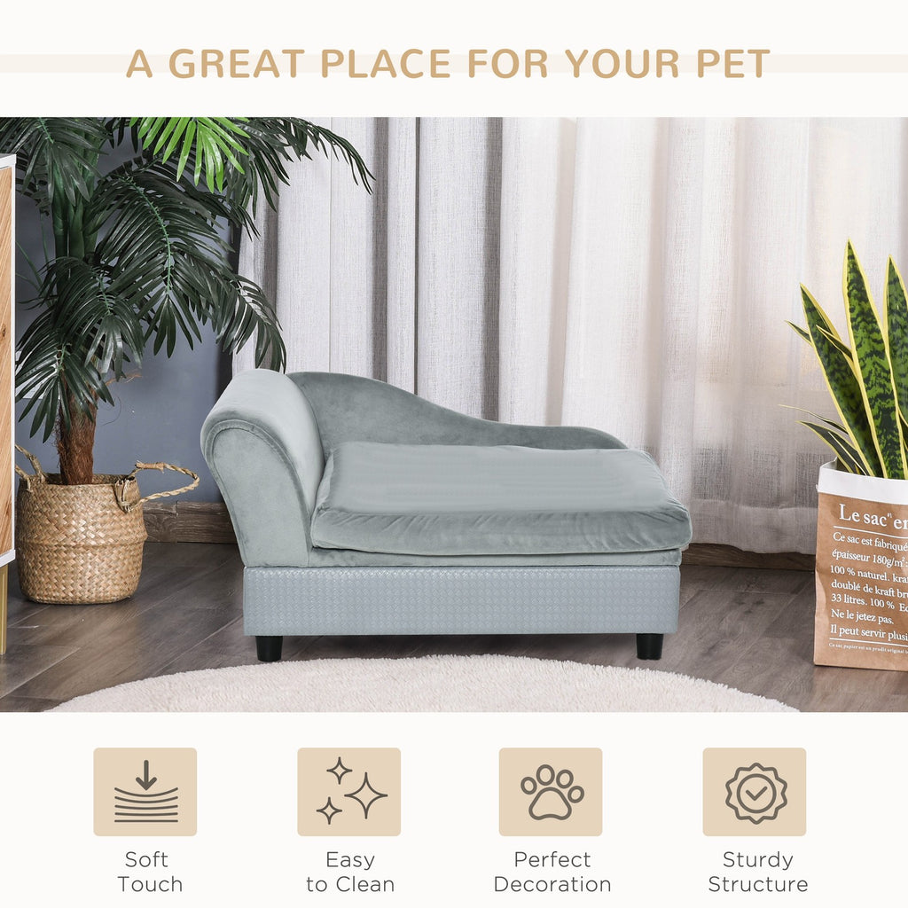 Dog Sofa for XS and S Dogs Pet Chair Couch W/ Soft Cushion Storage Space - Grey