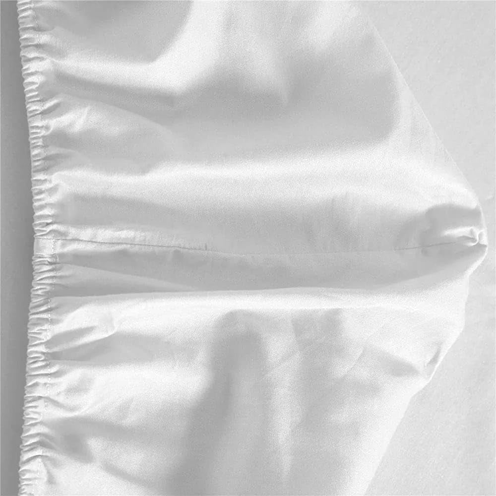 200 Thread Count 100% Egyptian Cotton Fitted Sheet - 16"/40Cm Extra Deep Fitted Bed Sheet - Luxury Ultra Soft Bottom Sheet - Deep Pocket Stretches up to 16" (White, Double)