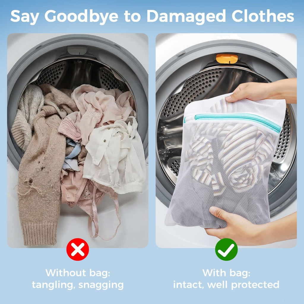 Mesh Laundry Bags, Washing Machine Wash Bags, Reusable and Durable Mesh Wash Bags for Delicate Blouse, Hosiery, Underwear, Bra, Lingerie and Baby Clothes, Great for Travel Storage Organization