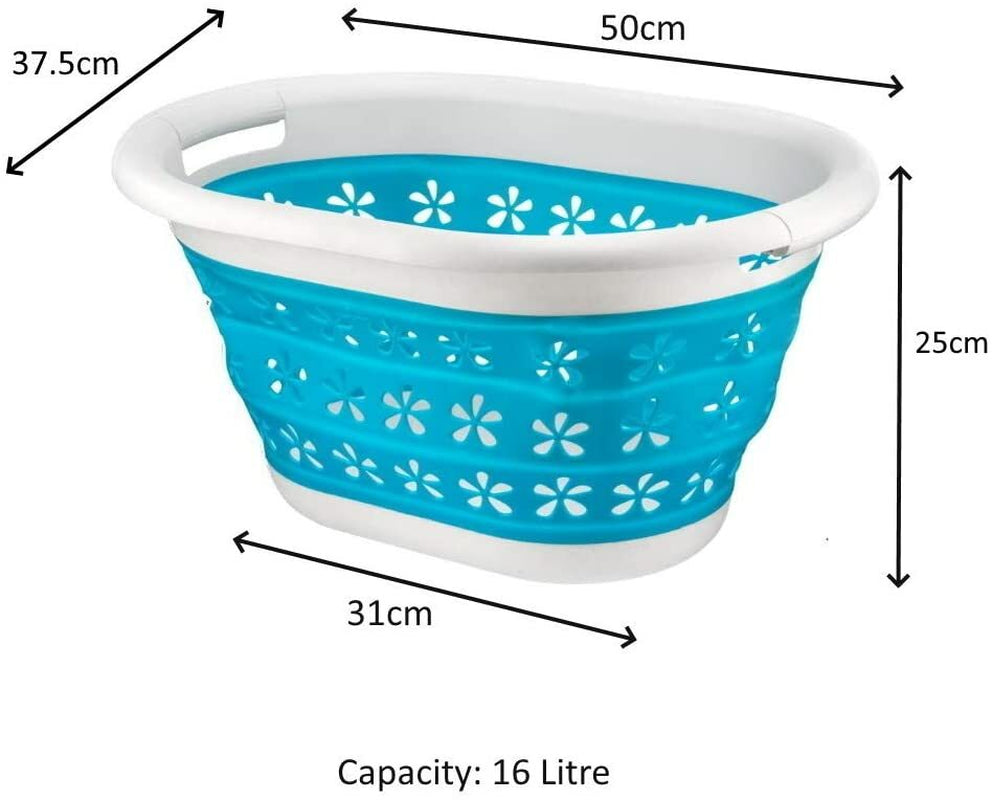 Collapsible Laundry Basket Washing Clothes Bin Foldable Space Saving Oval Pop Up