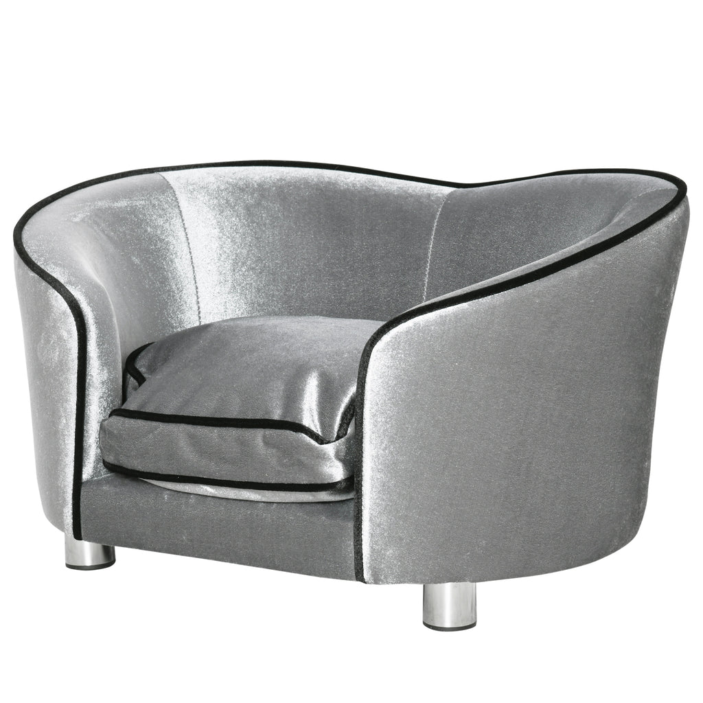 Dog Sofa Pet Chair, Kitten Couch W/ Soft Cushion, Storage Pocket