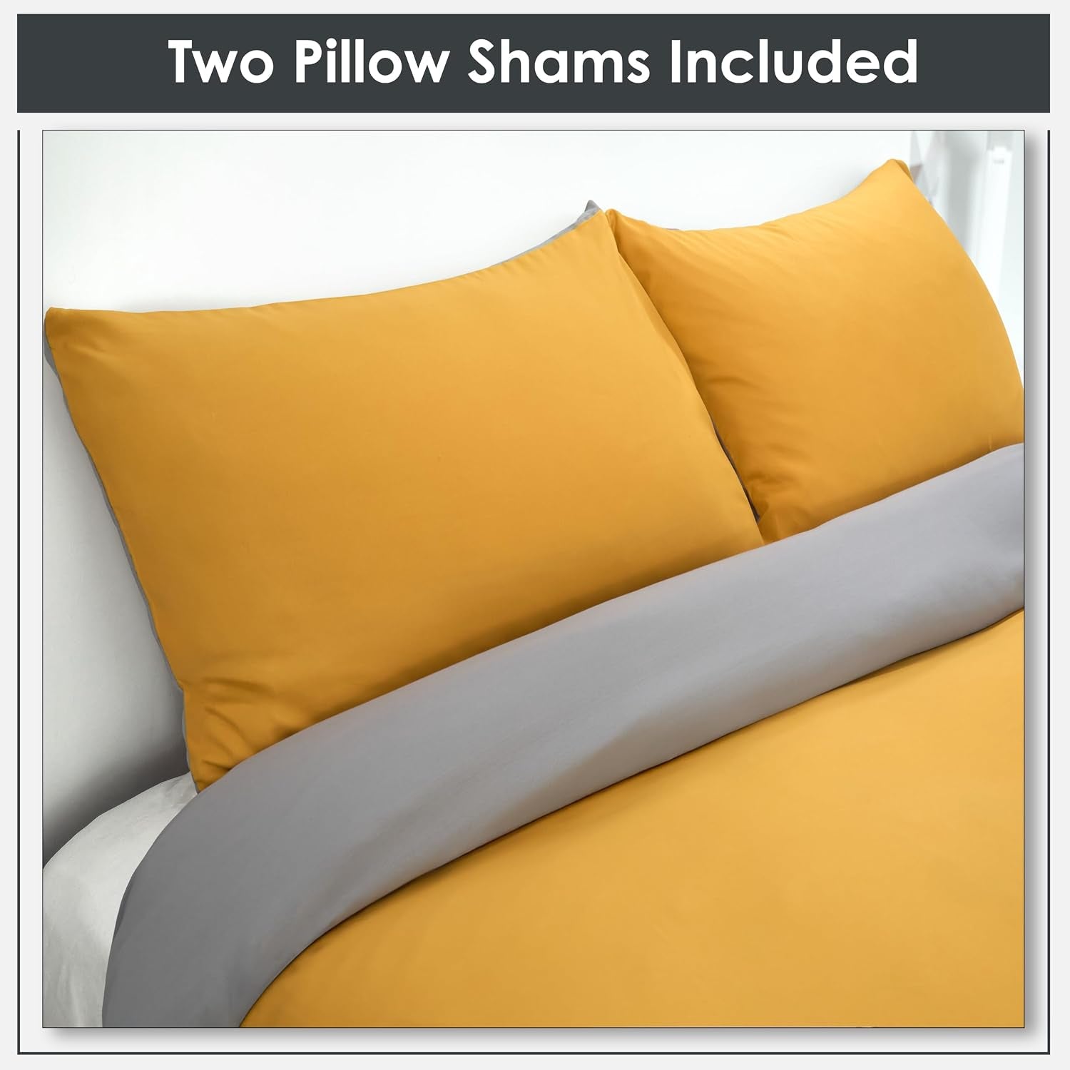 Lyla Reversible Duvet Set in Ochre/Grey - Double