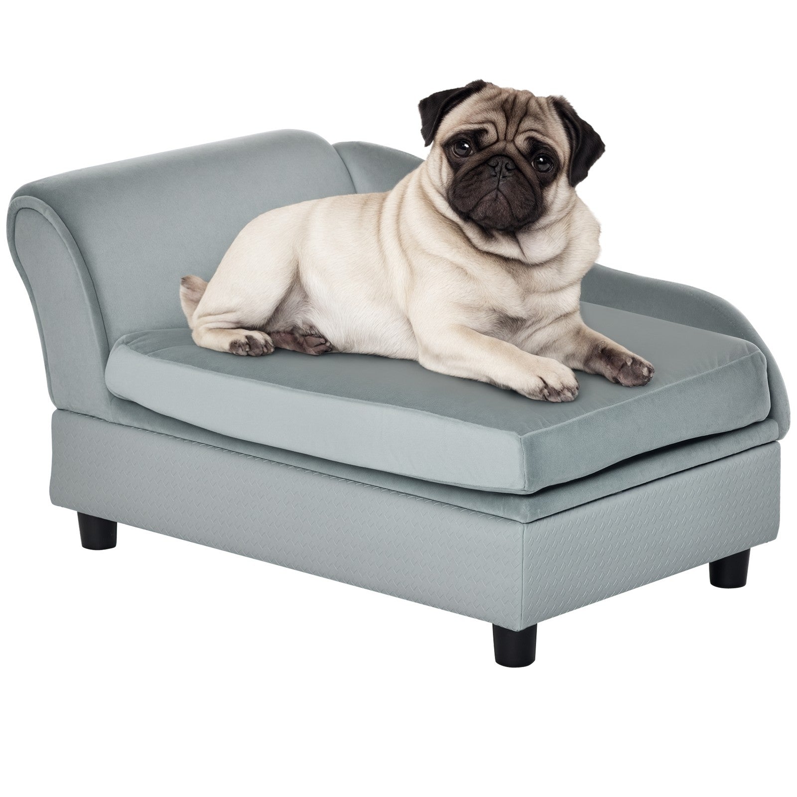 Dog Sofa for XS and S Dogs Pet Chair Couch W/ Soft Cushion Storage Space - Grey