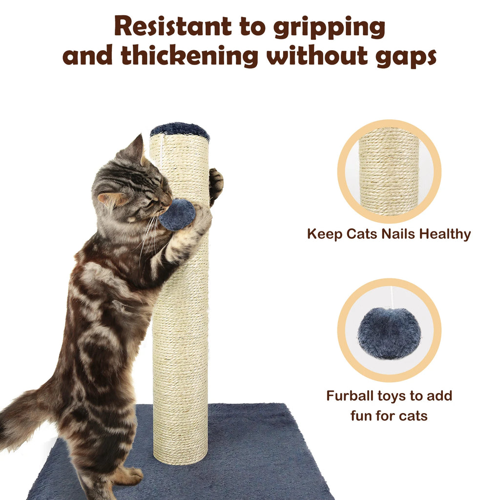 Cat Scratch Pole Sisal High-Density Cats Scratcher Turntable Board Toy Grab Column Pet Supplies Climb Frame 40Cm/80Cm