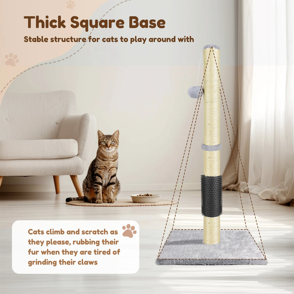 Cat Scratch Pole Sisal High-Density Cats Scratcher Turntable Board Toy Grab Column Pet Supplies Climb Frame 40Cm/80Cm