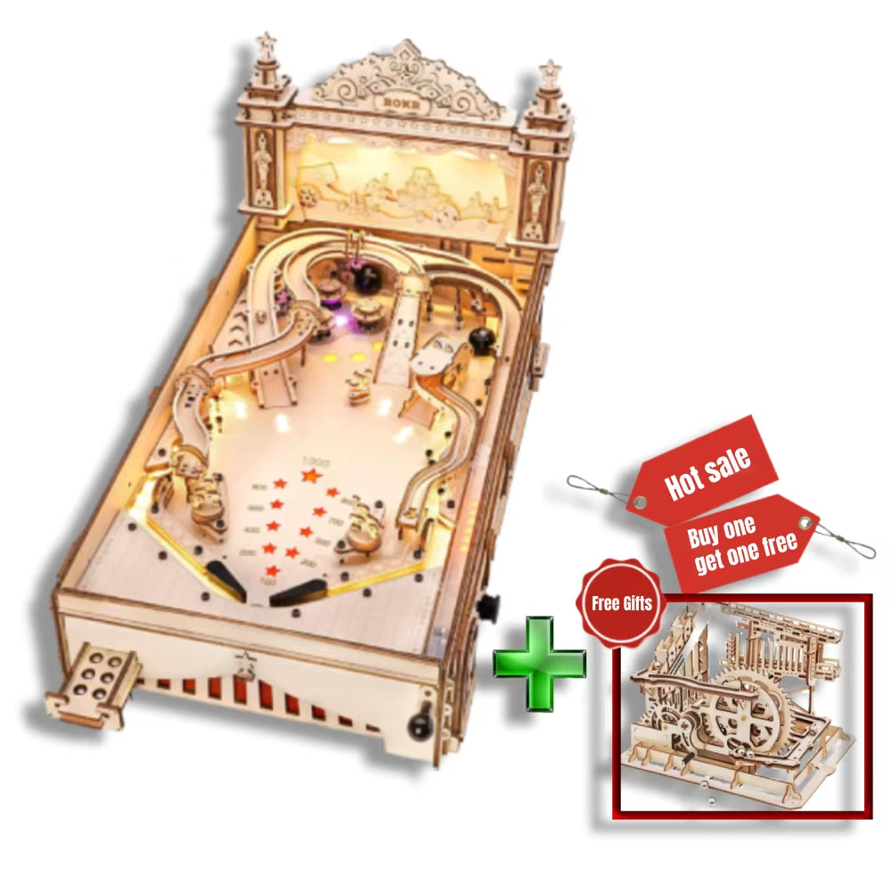 ROKR 3D Pinball for Kid Adults Family Party Machine Vintage Style Popular Game Smooth Assembly 3D Wooden Puzzles EG01